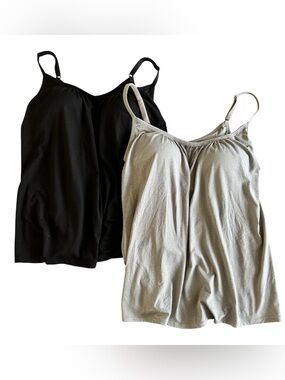 Everyday Cami Tank Tops - Black & Light Gray